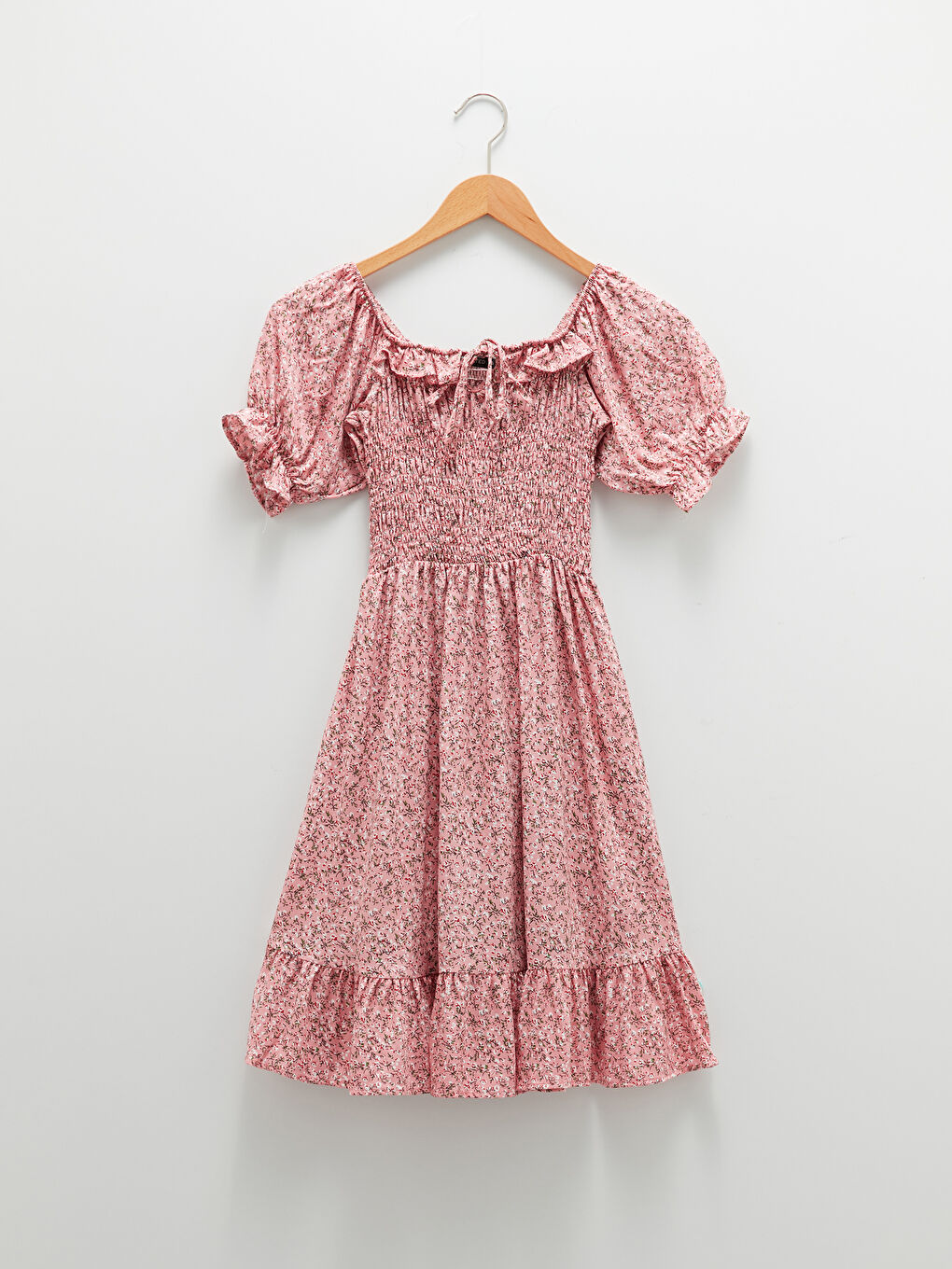 Haljina ženska sa cvetnim dezenom, široki izrez, kratki rukav, viskoza-5