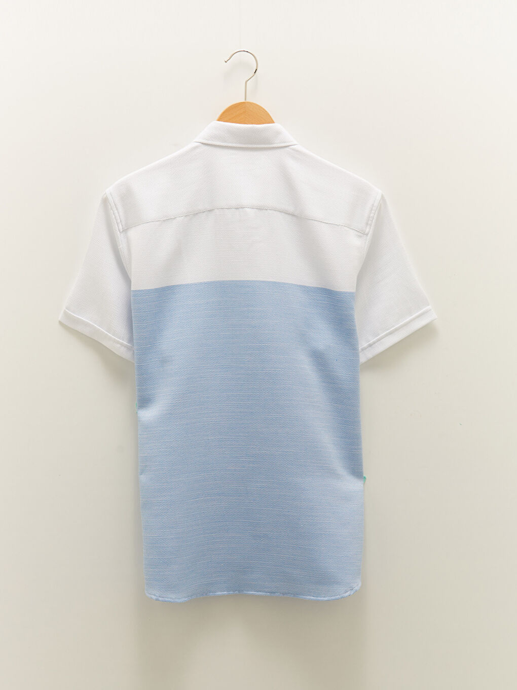 Mavi Slim Fit Kısa Kollu Renk Bloklu Erkek Gömlek-6