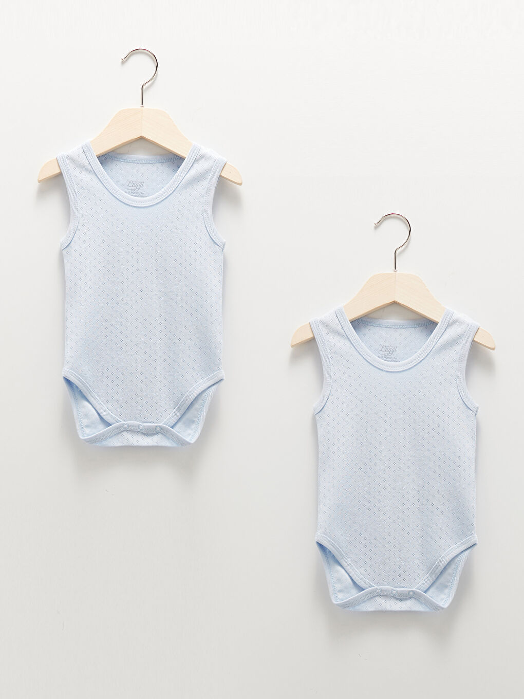 Mavi Luggi Baby Bisiklet Yaka Kendinden Desenli Erkek Bebek Çıtçıtlı Bodysuit 2'li