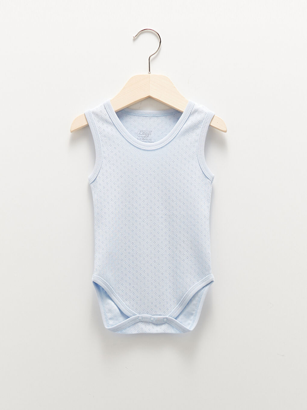 Mavi Luggi Baby Bisiklet Yaka Kendinden Desenli Erkek Bebek Çıtçıtlı Bodysuit 2'li-1