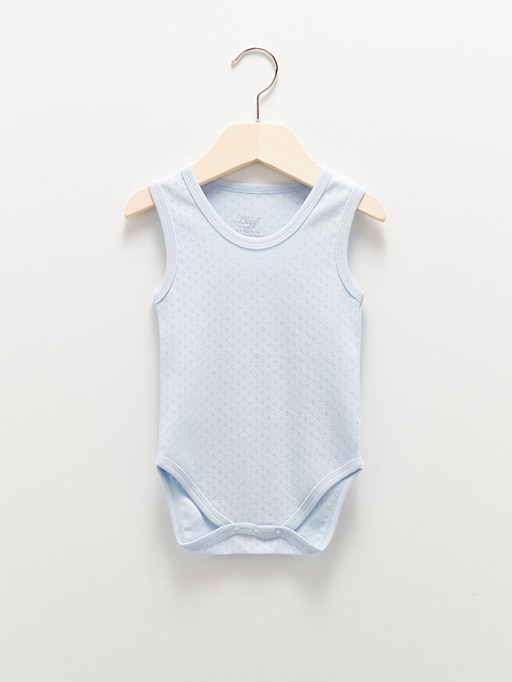 Mavi Luggi Baby Bisiklet Yaka Kendinden Desenli Erkek Bebek Çıtçıtlı Bodysuit 2'li-2