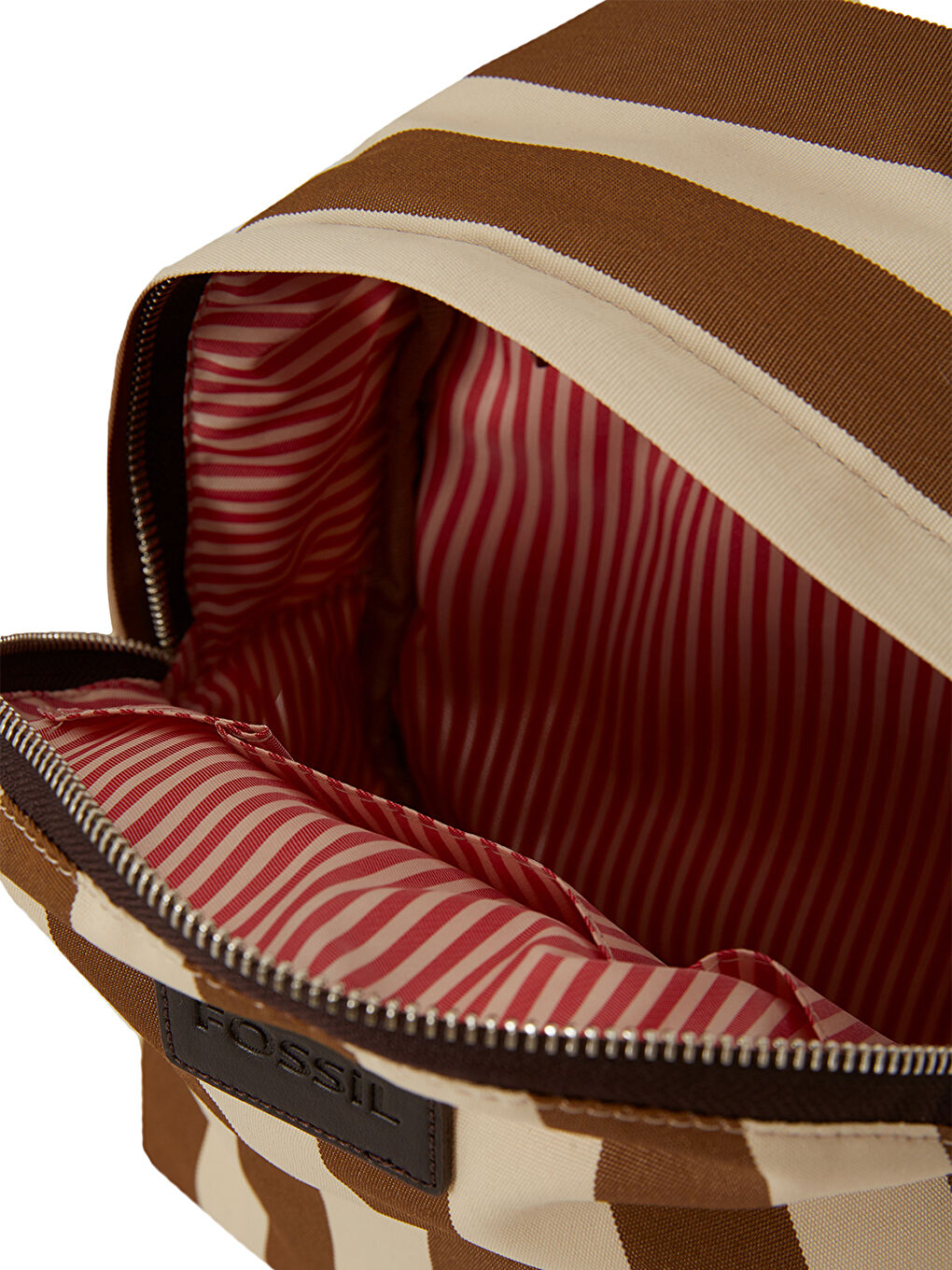 Kahverengi Fossil Çizgili Kadın Sırt Çantası-5