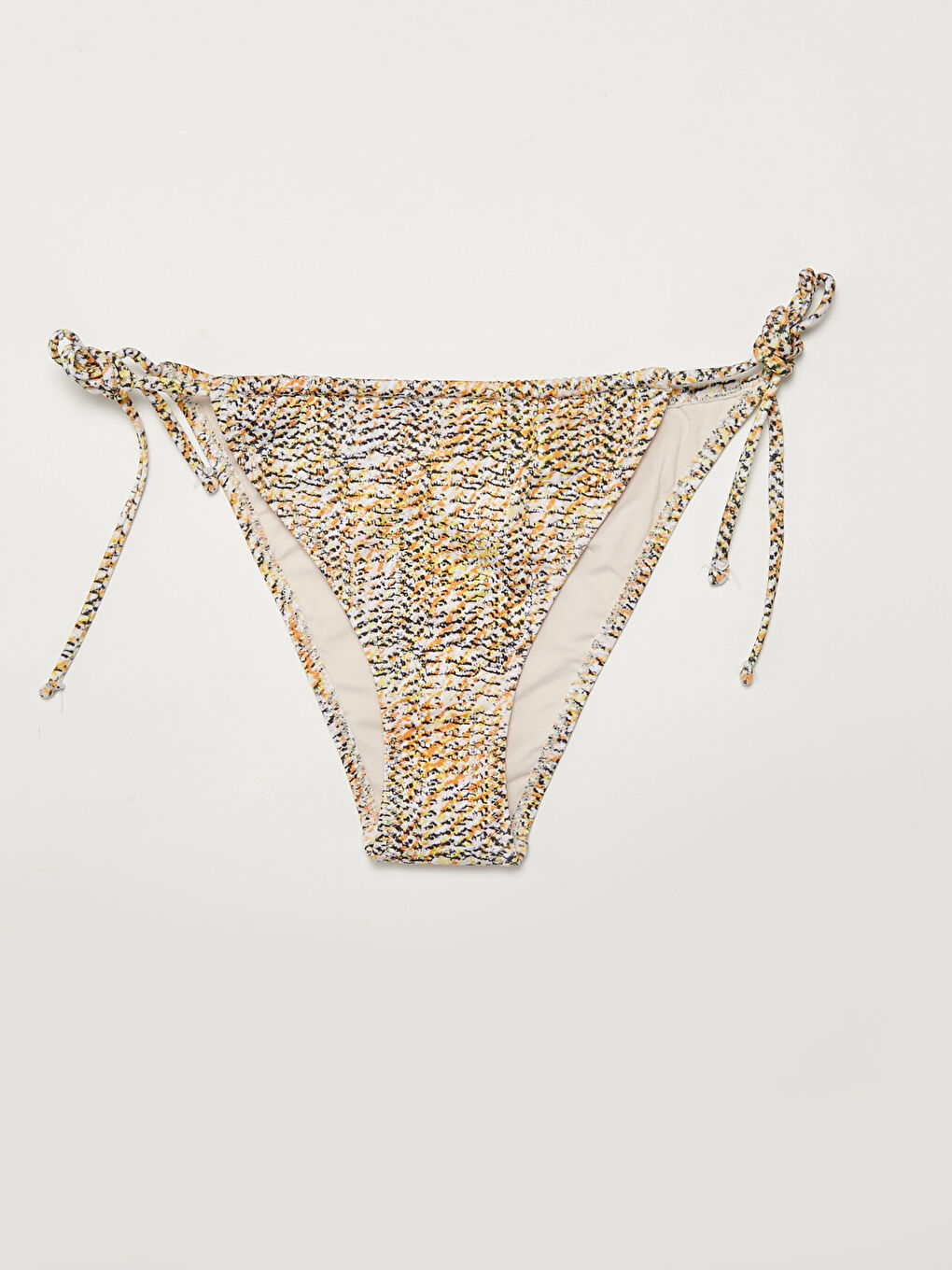 Sarı Desenli Bağlama Detaylı Kadın Bikini Alt