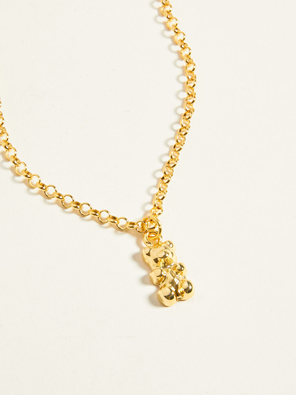 Sarı Ayıcıklı Kadın Zincir Kolye-5