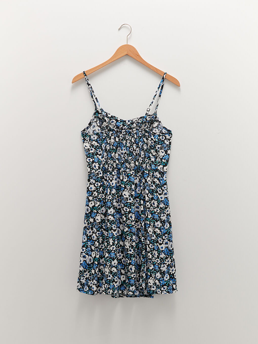 Рокля за жени с квадратно деколте, презрамки, цветен принт, вискоза-6