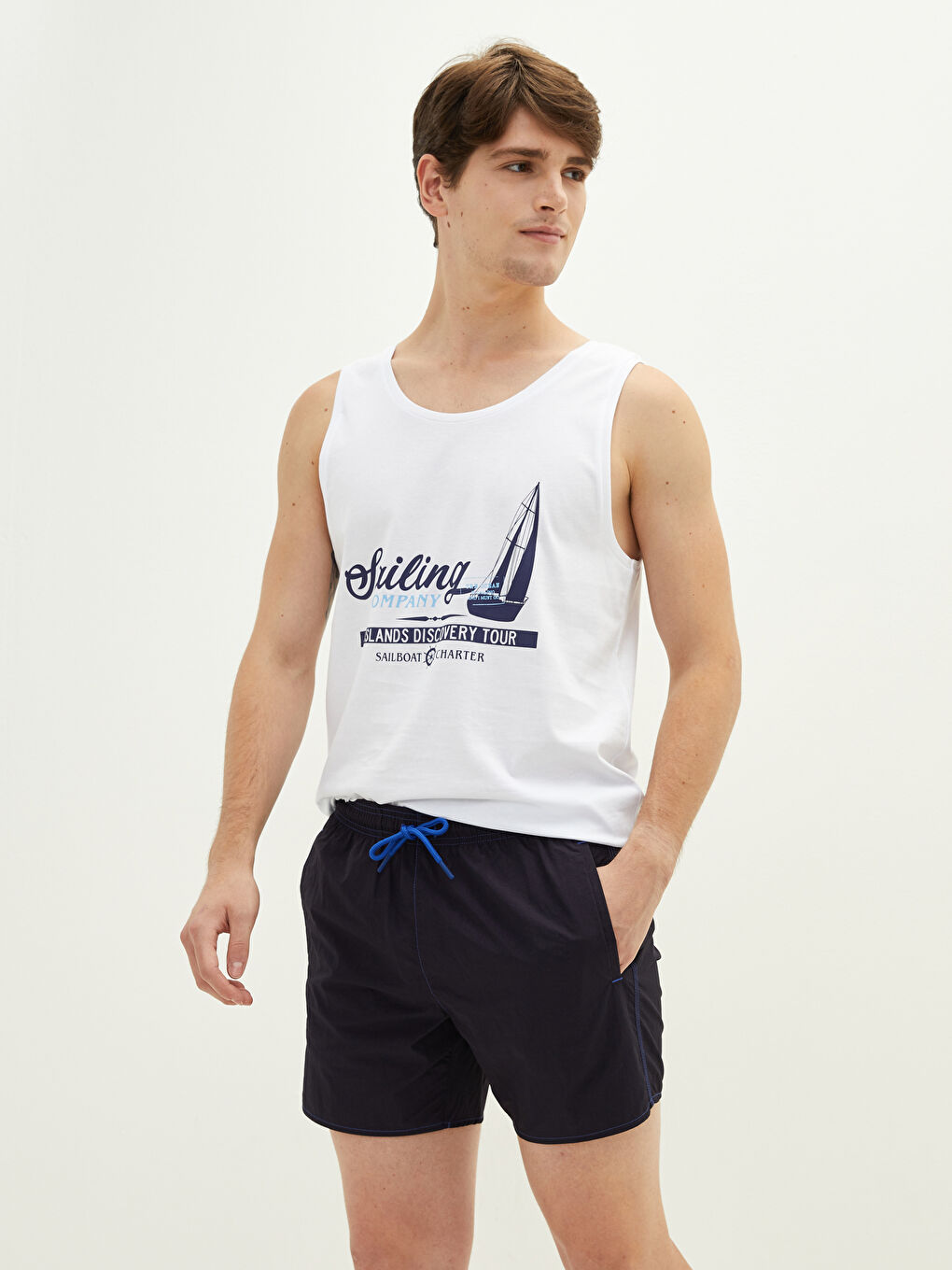 Lacivert Kısa Boy Basic Erkek Deniz Şortu-2