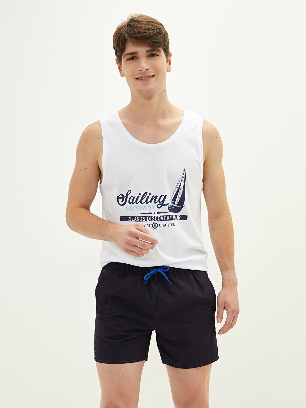 Lacivert Kısa Boy Basic Erkek Deniz Şortu-1