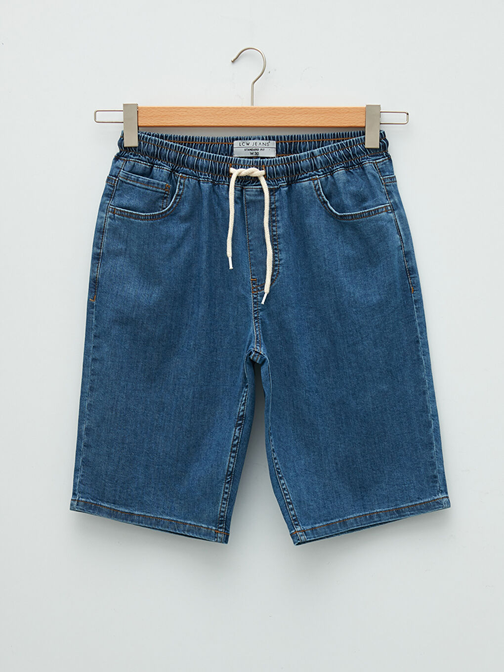 İndigo Standart Kalıp Erkek Jean Şort-6