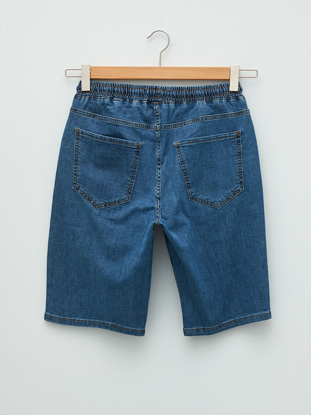 İndigo Standart Kalıp Erkek Jean Şort-7
