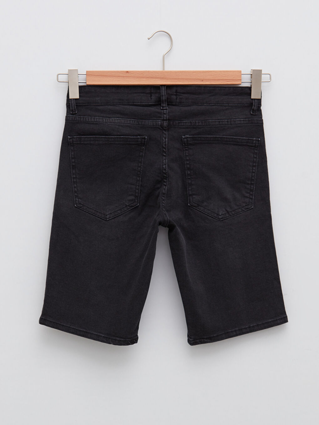 Siyah Dar Kalıp Erkek Jean Şort-6