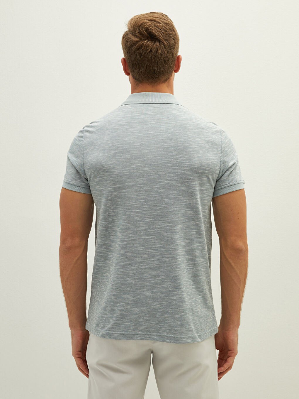 Ерлерге арналған поло жағалы қысқа жең футболка-4