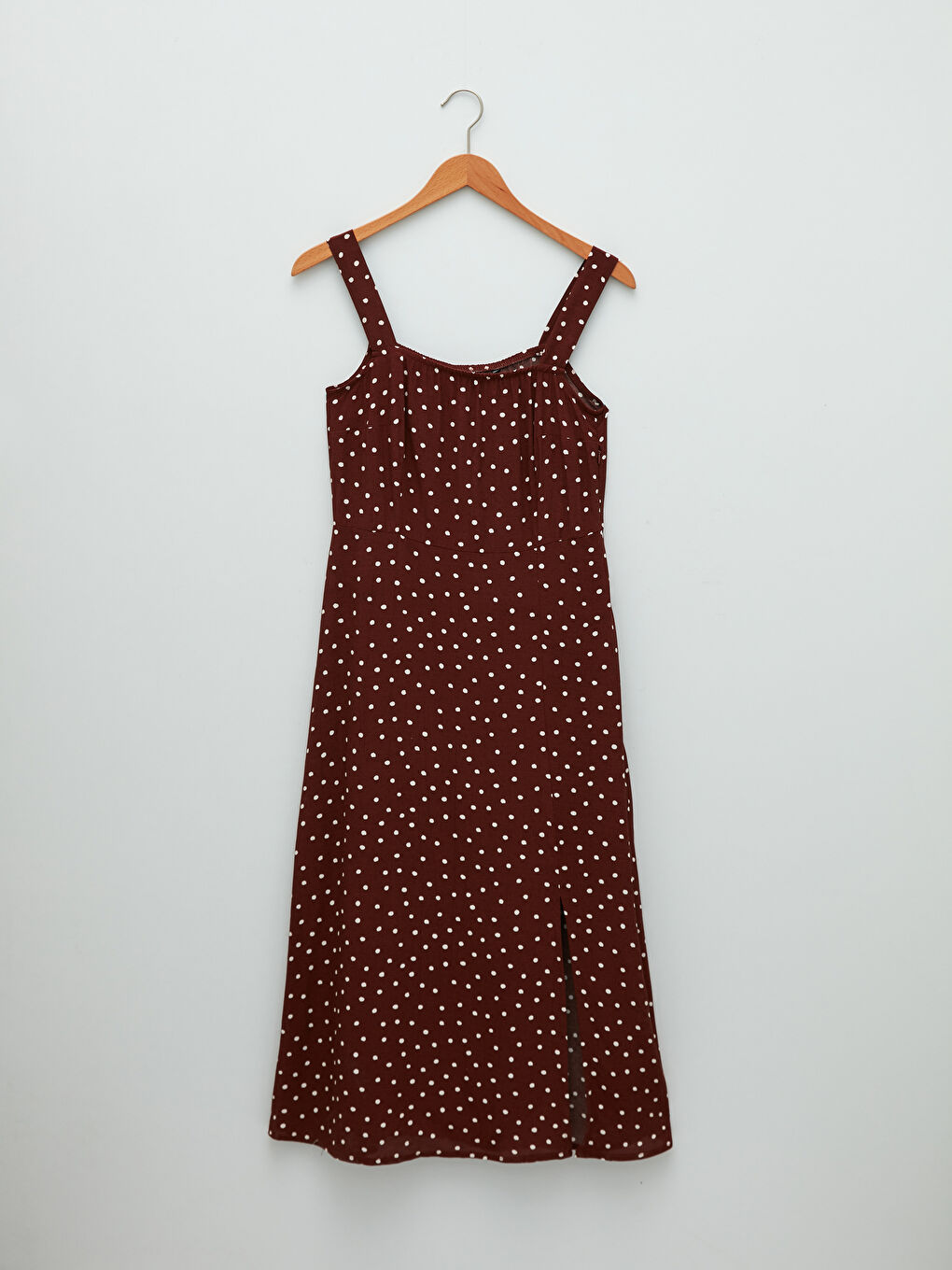 Rochie din Vâscoză cu Guler Pătrat, Buline și Bretele pentru Femei-5