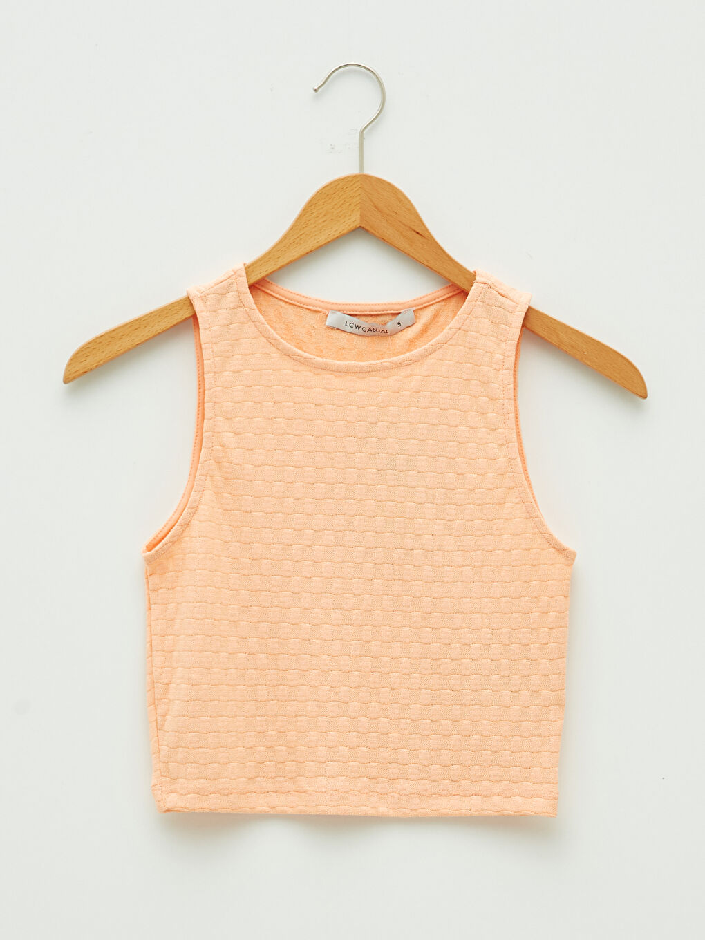 Mercan Bisiklet Yaka Kendinden Desenli Kadın Atlet-5