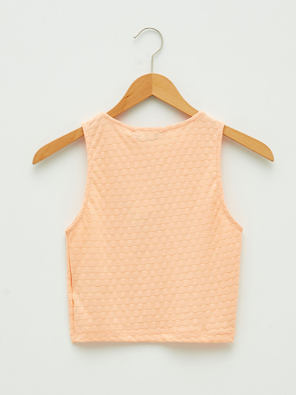 Mercan Bisiklet Yaka Kendinden Desenli Kadın Atlet-6