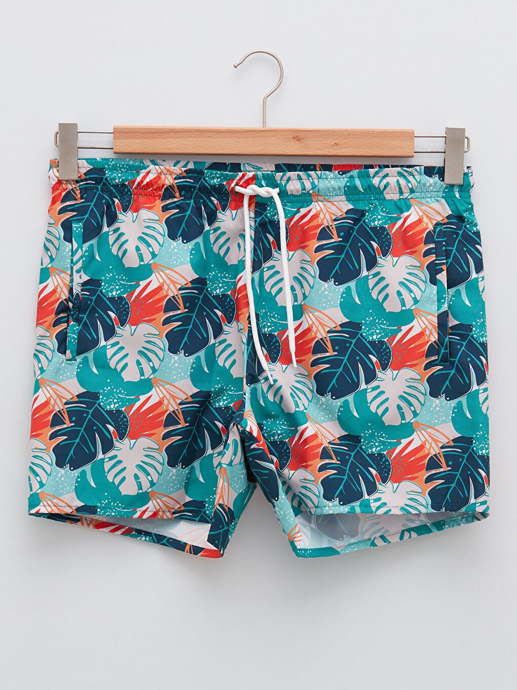 Yeşil Kısa Boy Desenli Erkek Deniz Şortu-5