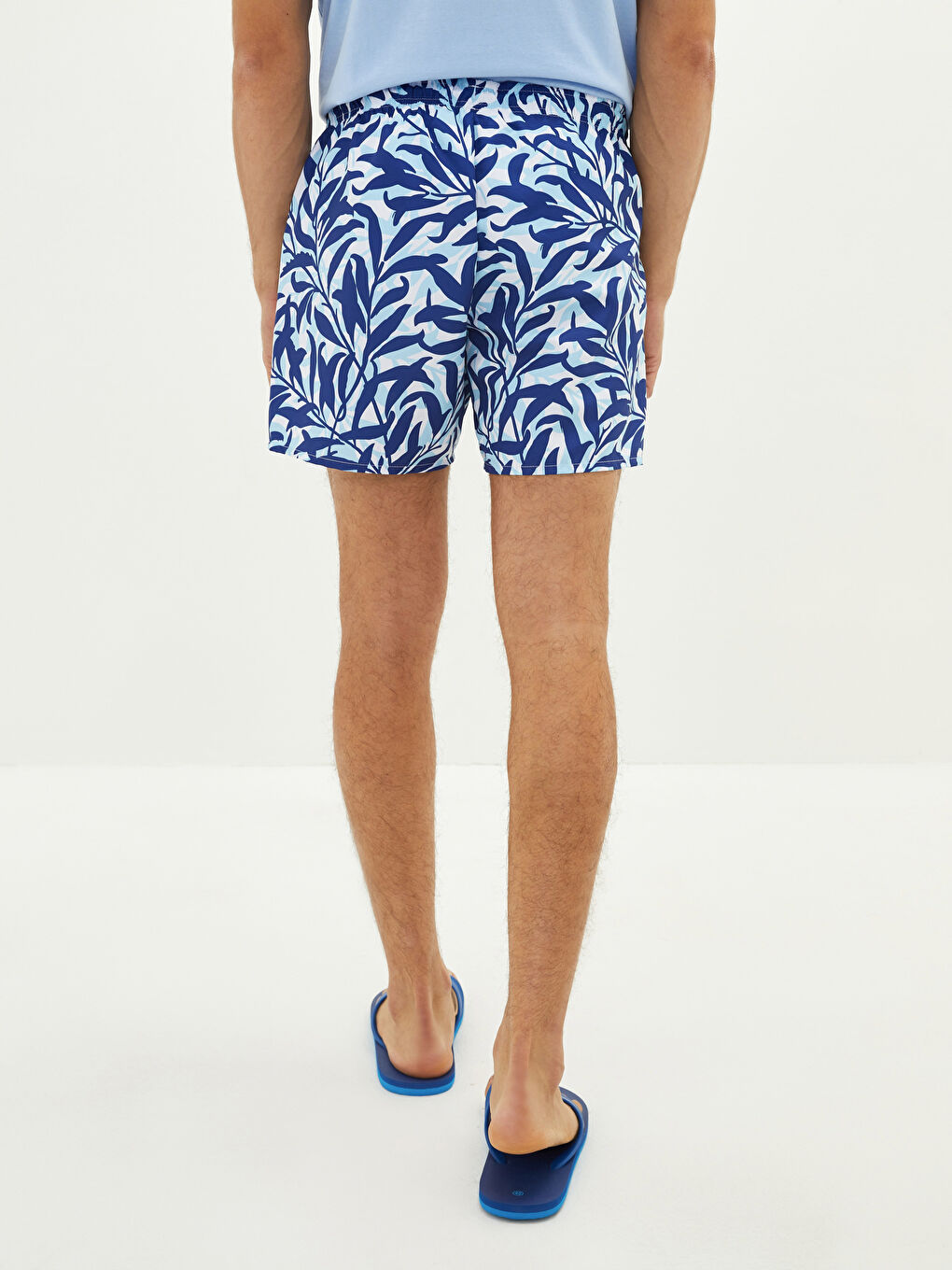 Lacivert Kısa Boy Desenli Erkek Deniz Şortu-4