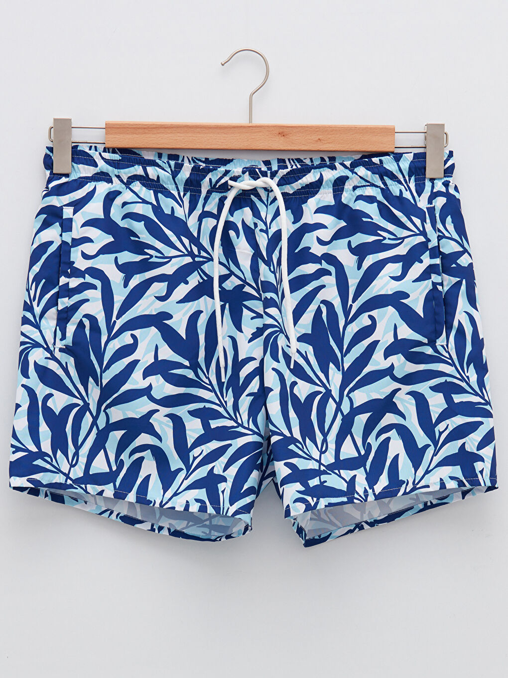 Lacivert Kısa Boy Desenli Erkek Deniz Şortu-5