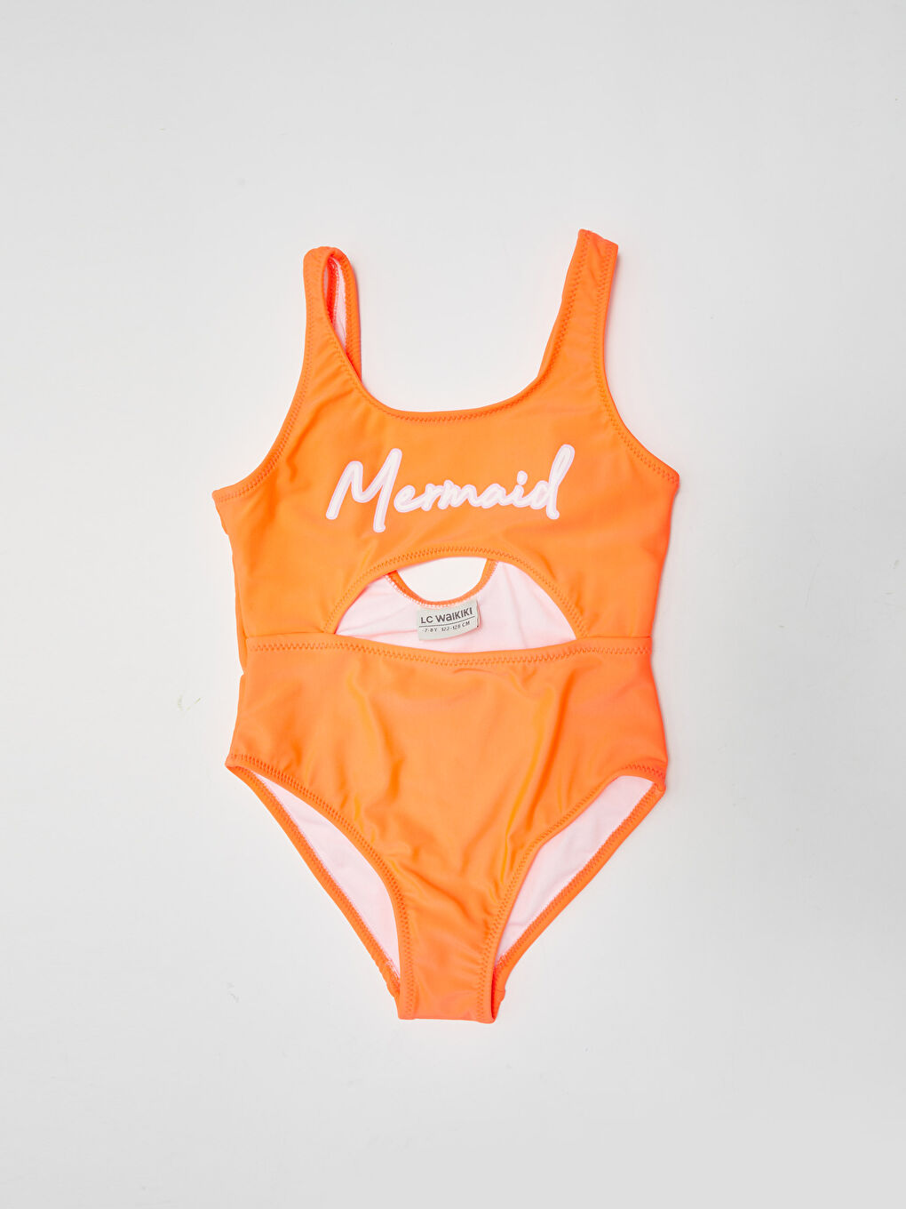 Turuncu Esnek Kumaştan Baskılı Kız Çocuk Mayo