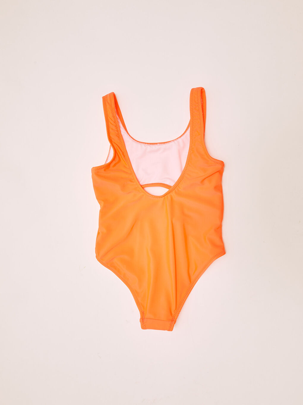 Turuncu Esnek Kumaştan Baskılı Kız Çocuk Mayo-1