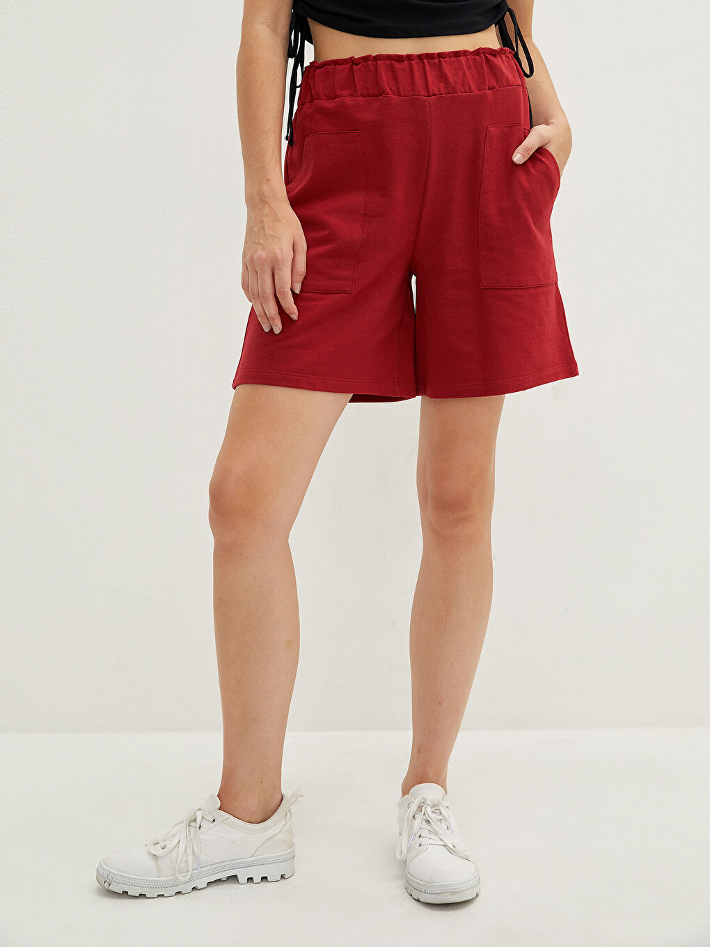 Women's Bermuda Shorts With Elastic Waist Pocket Detailed -S1MF00Z8-R3Q
