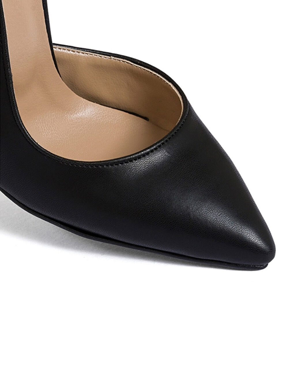 Siyah Deri Görünümlü Kadın Topuklu Ayakkabı-4