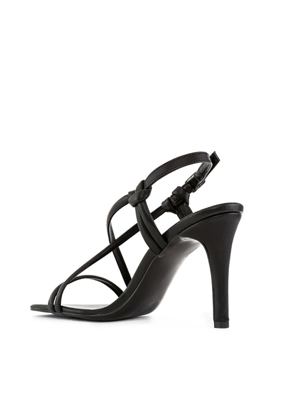 Siyah Çapraz Bantlı Kadın Topuklu Sandalet-3