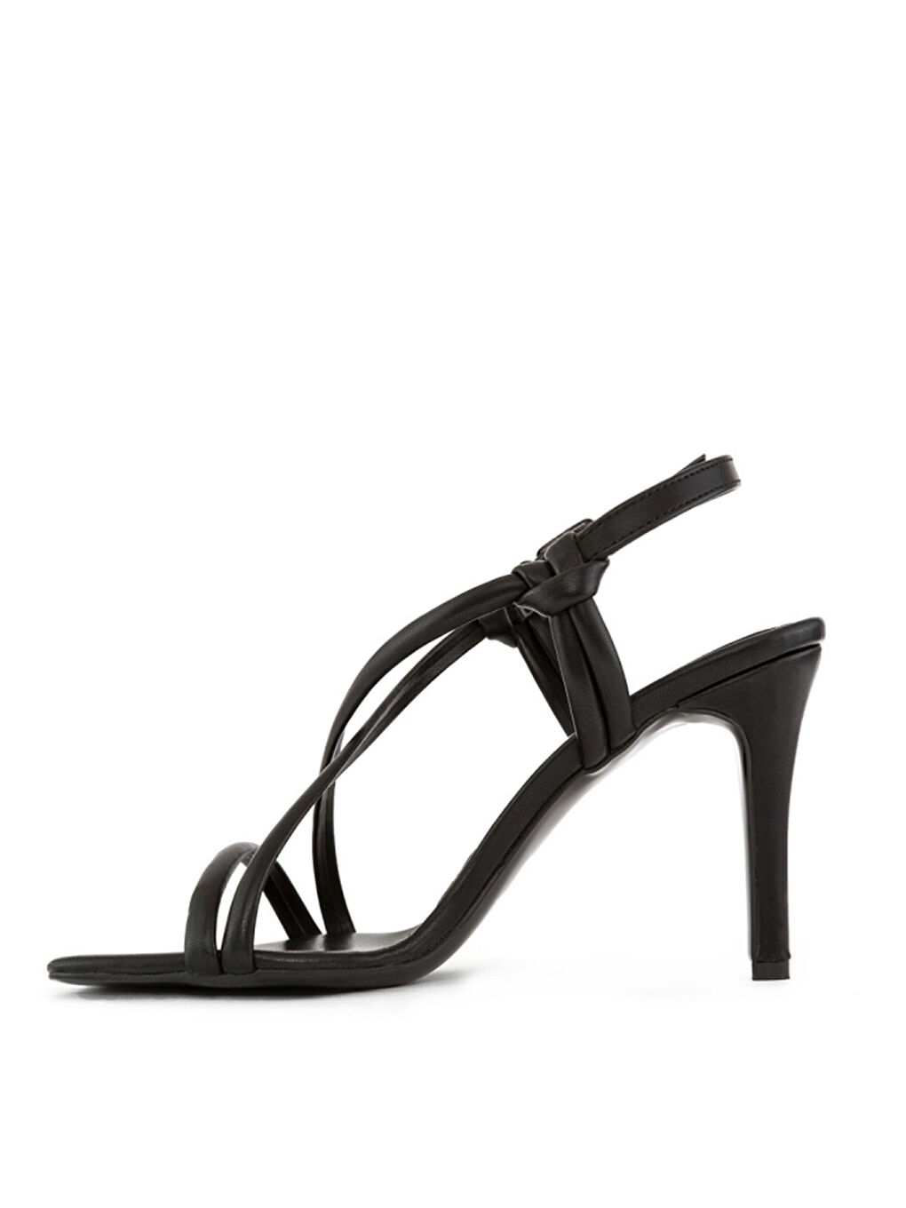 Siyah Çapraz Bantlı Kadın Topuklu Sandalet-4