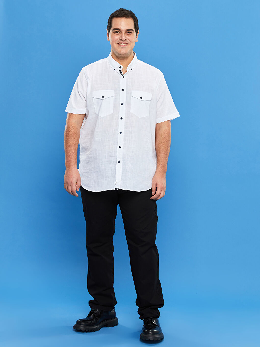 Pantaloni Chino pentru Bărbați Mărime Plus Croială Largă Gabardină-1