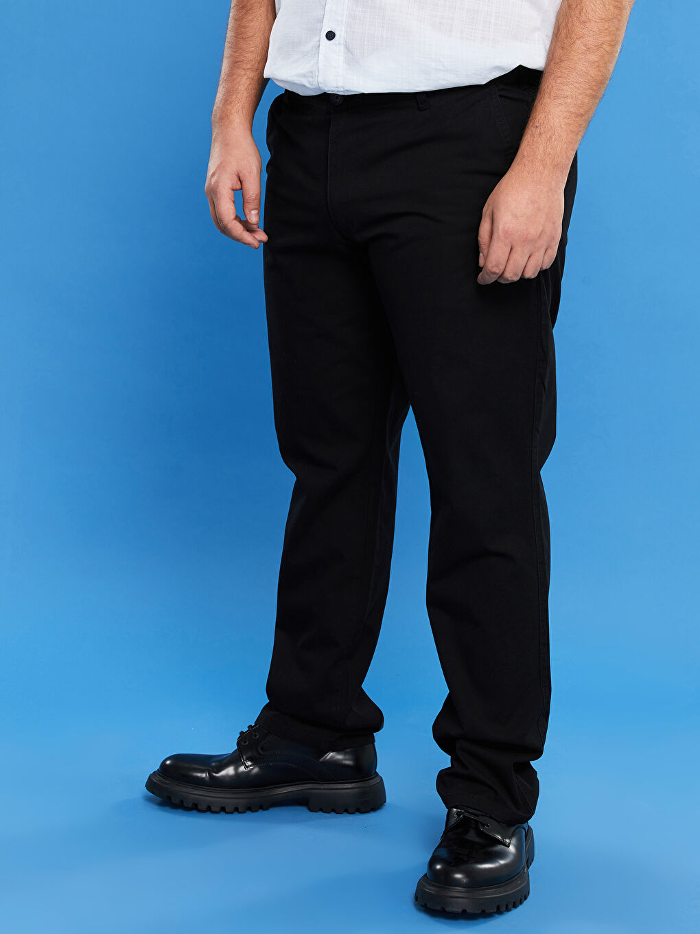 Pantaloni Chino pentru Bărbați Mărime Plus Croială Largă Gabardină-3