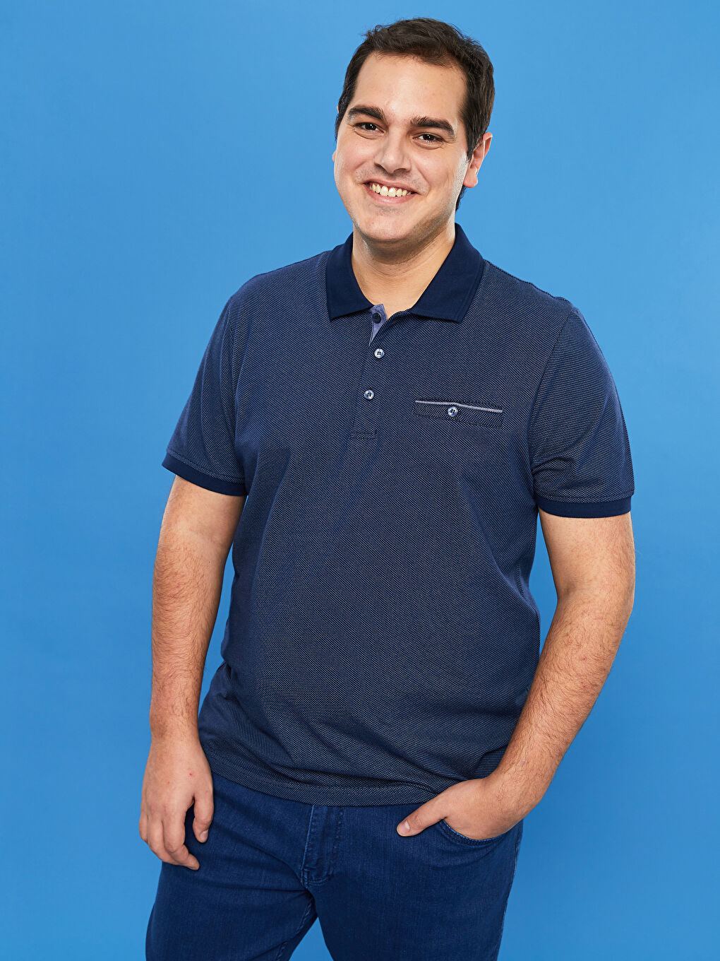 Polo Neck Short Sleeve Plus Size Men's T-Shirt-1