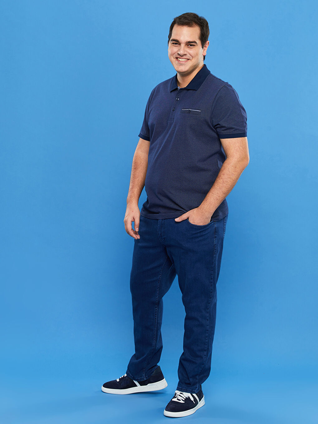 Polo Neck Short Sleeve Plus Size Men's T-Shirt-2