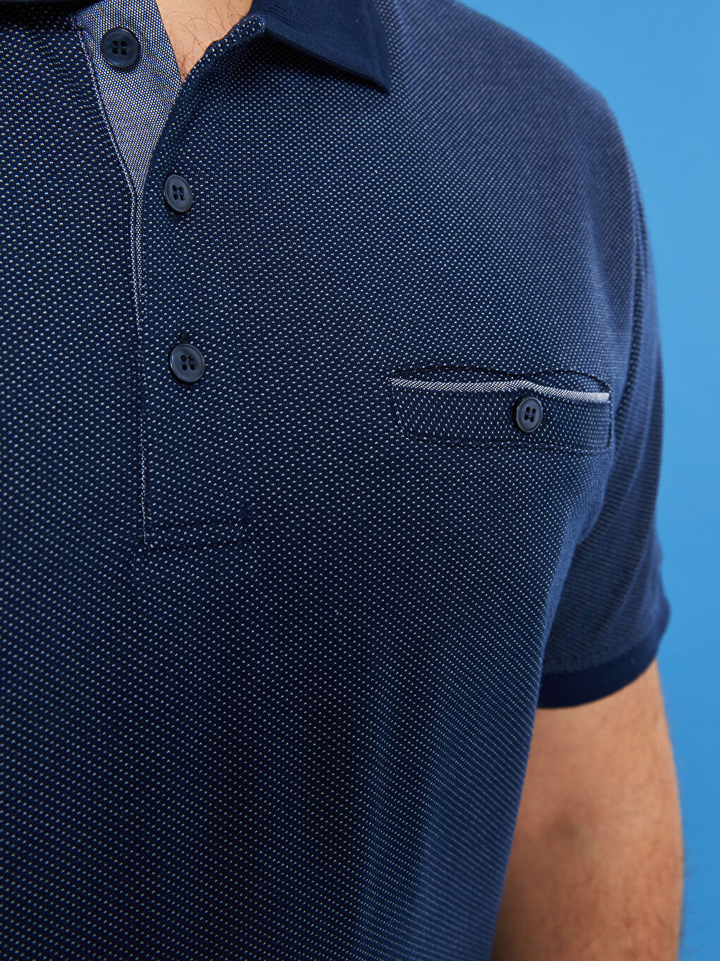 Polo Neck Short Sleeve Plus Size Men's T-Shirt-3