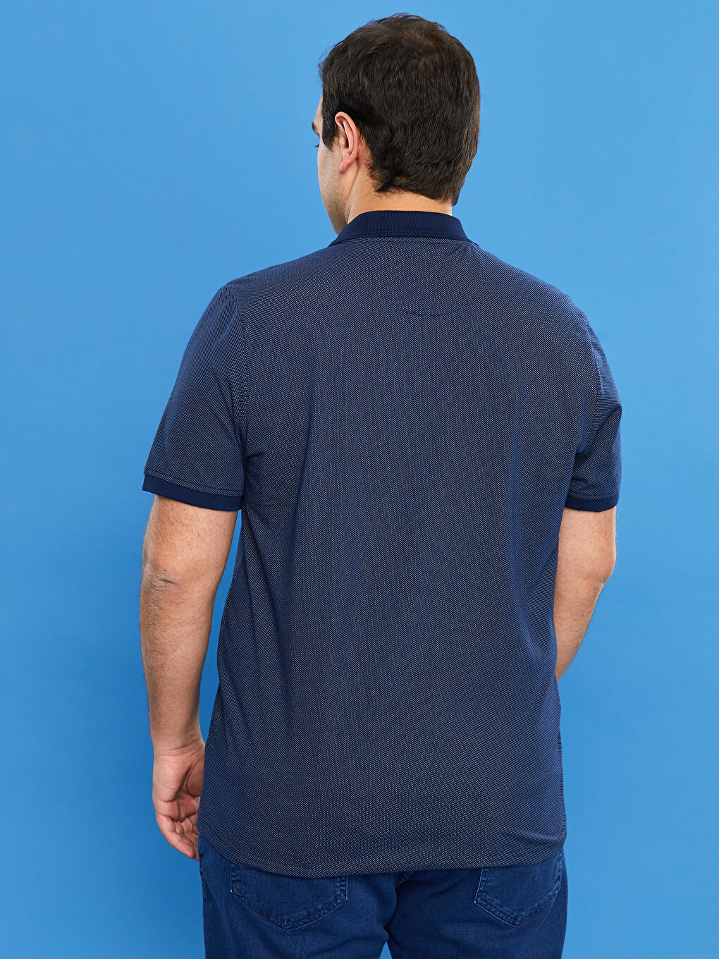 Polo Neck Short Sleeve Plus Size Men's T-Shirt-4