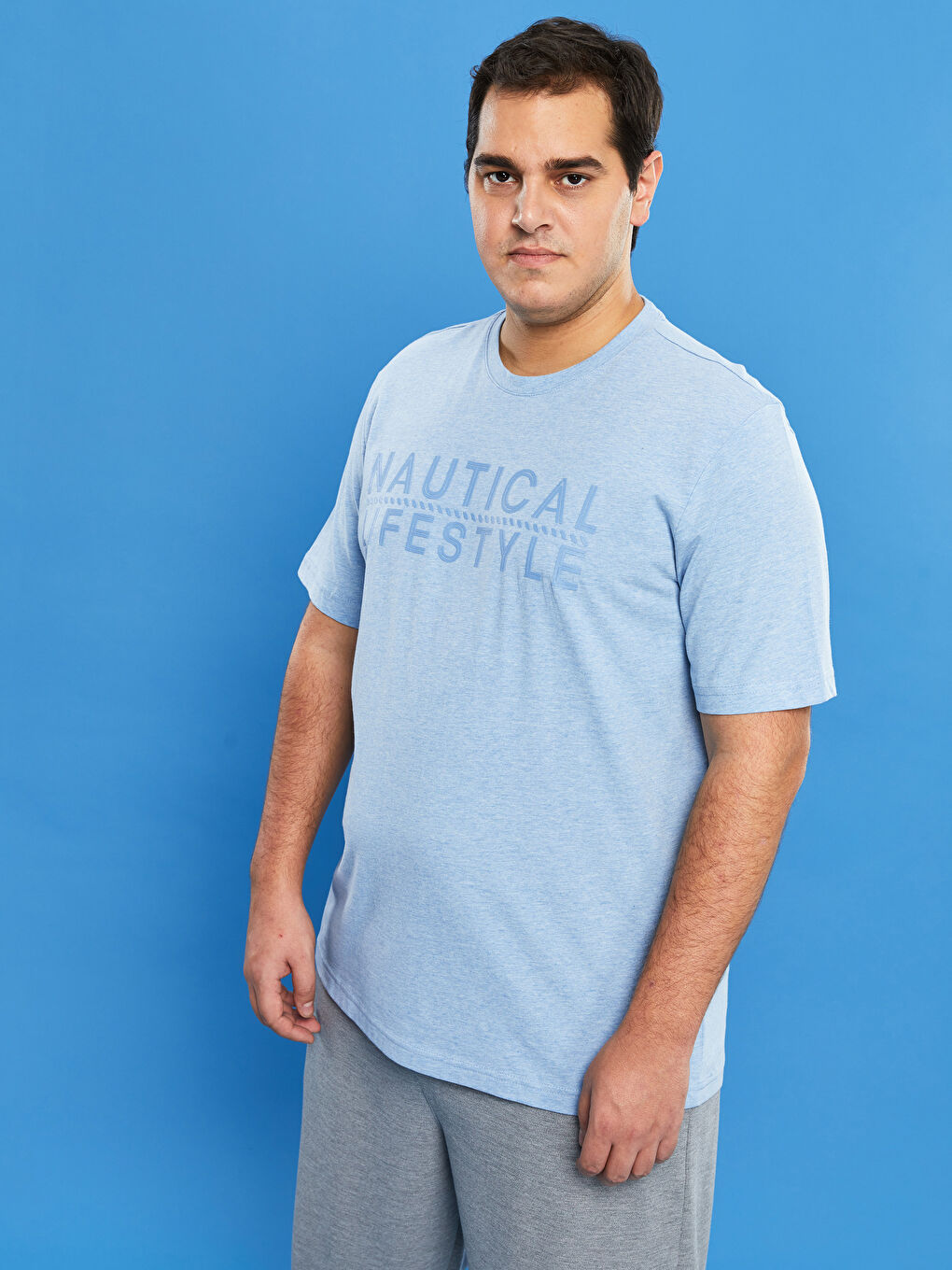 LCWAIKIKI Classic Crew Neck Short Sleeve Printed Combed Cotton Large Size Men's T-Shirt -S1MH78Z8-L8Y