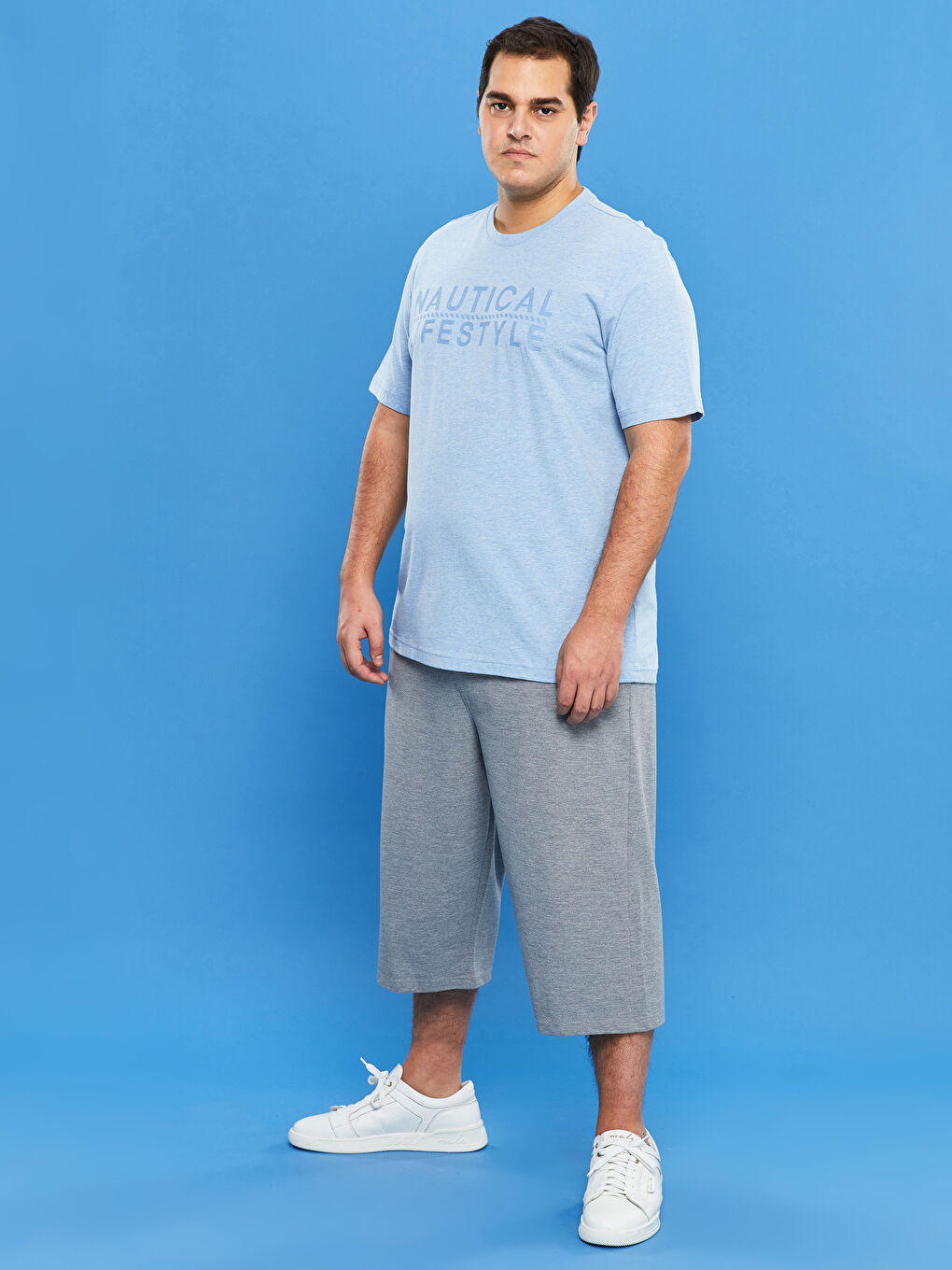 LCWAIKIKI Classic Crew Neck Short Sleeve Printed Combed Cotton Large Size Men's T-Shirt -S1MH78Z8-L8Y