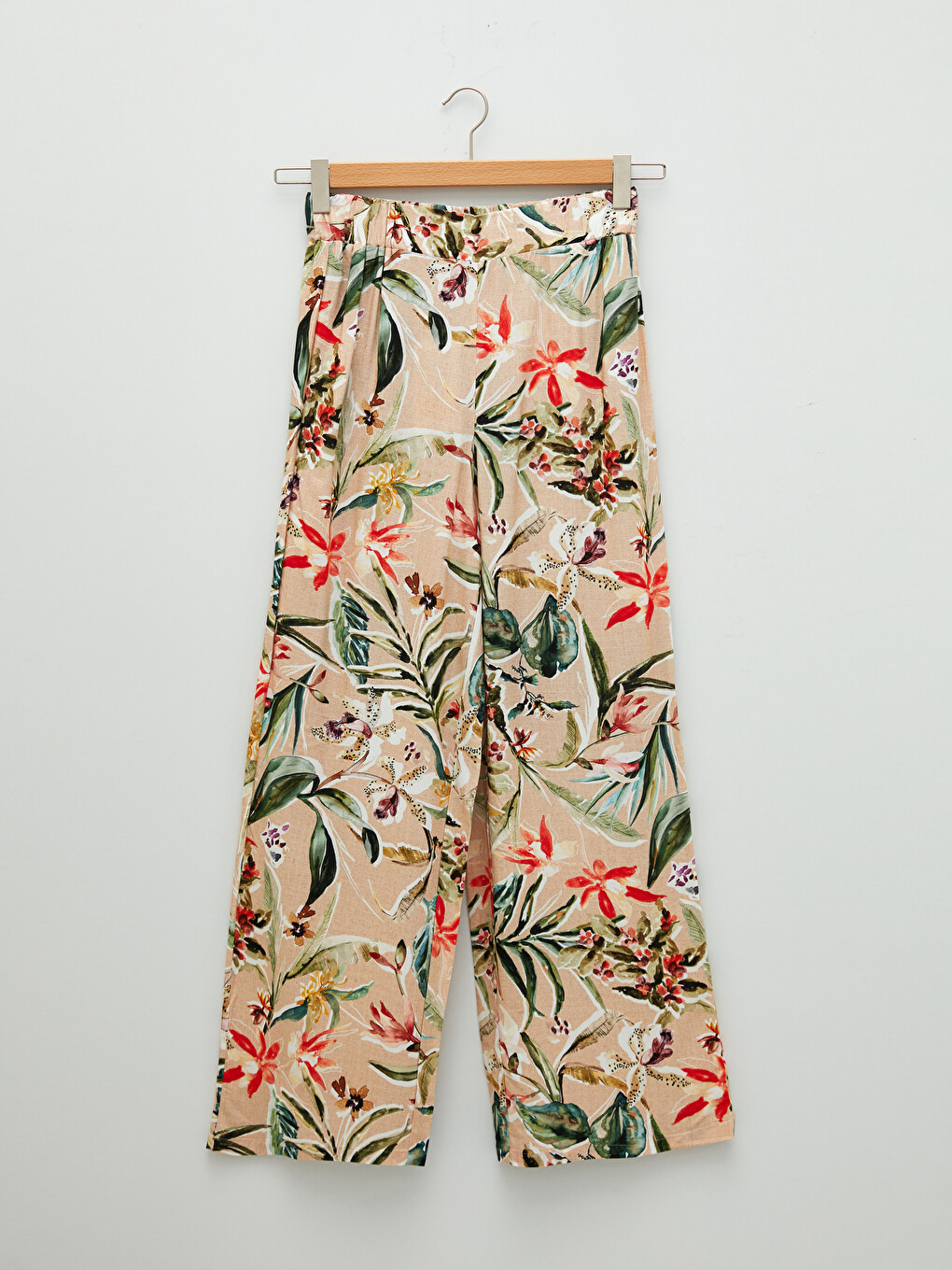 Elastic Waist Patterned Viscose Women Trousers-5