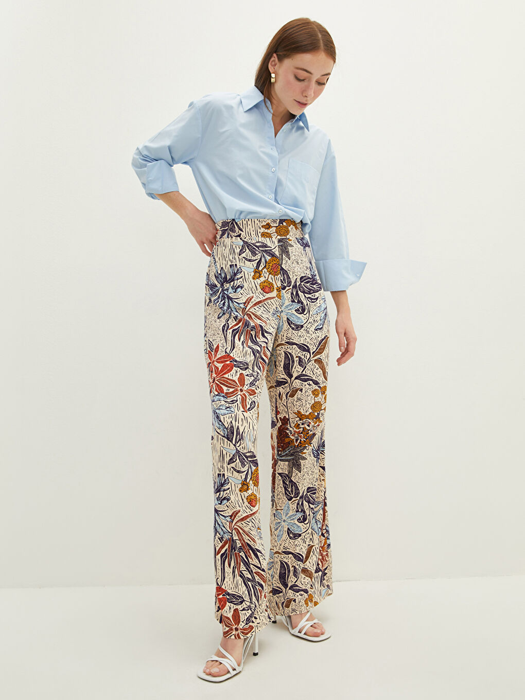 LCWAIKIKI Classic Pantalone od viskoze sa elastičnim strukom i dezenom -S1MH90Z8-LSP