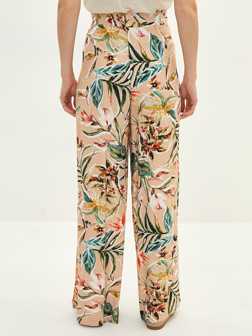 Elastic Waist Patterned Viscose Women Trousers-4
