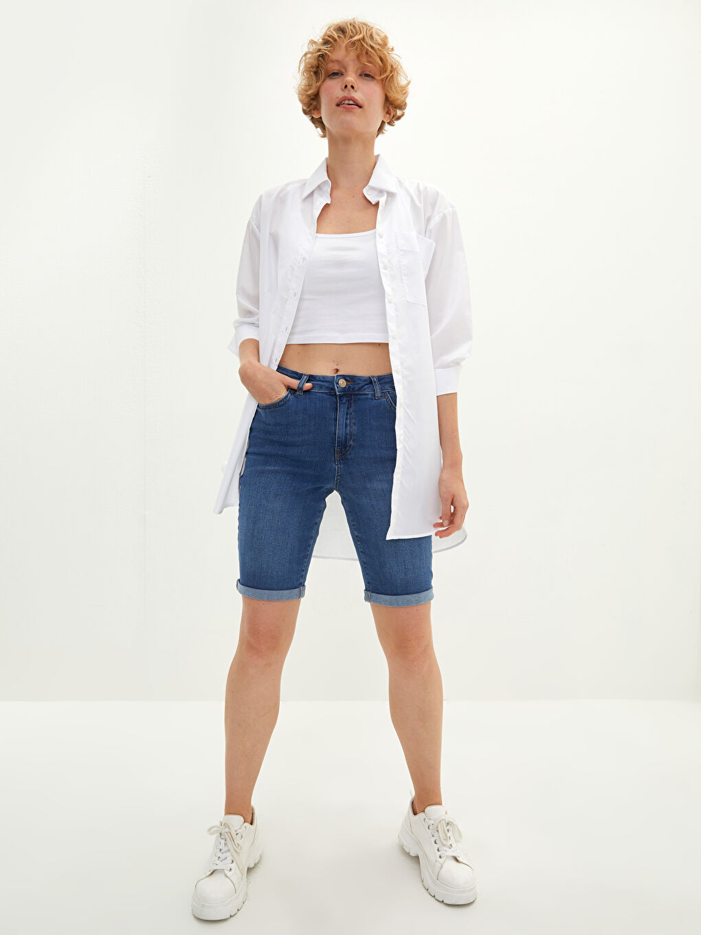 High Waist Pocket Detailed Women's Rodeo Jean Shorts -S1MI01Z8-507