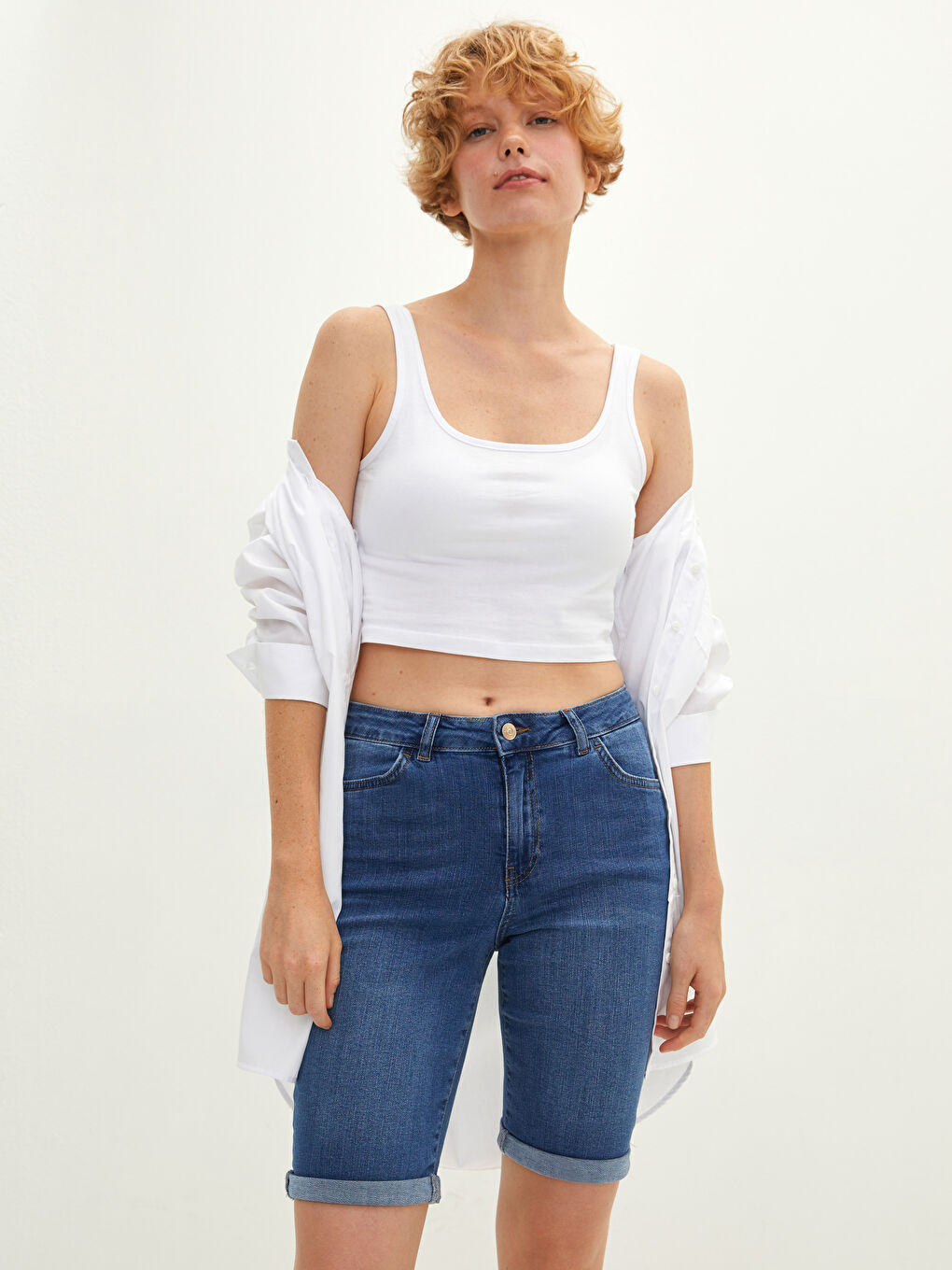 High Waist Pocket Detailed Women's Rodeo Jean Shorts -S1MI01Z8-507