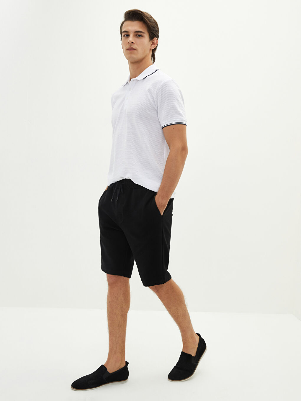 Siyah Standart Kalıp Erkek Roller Şort-1