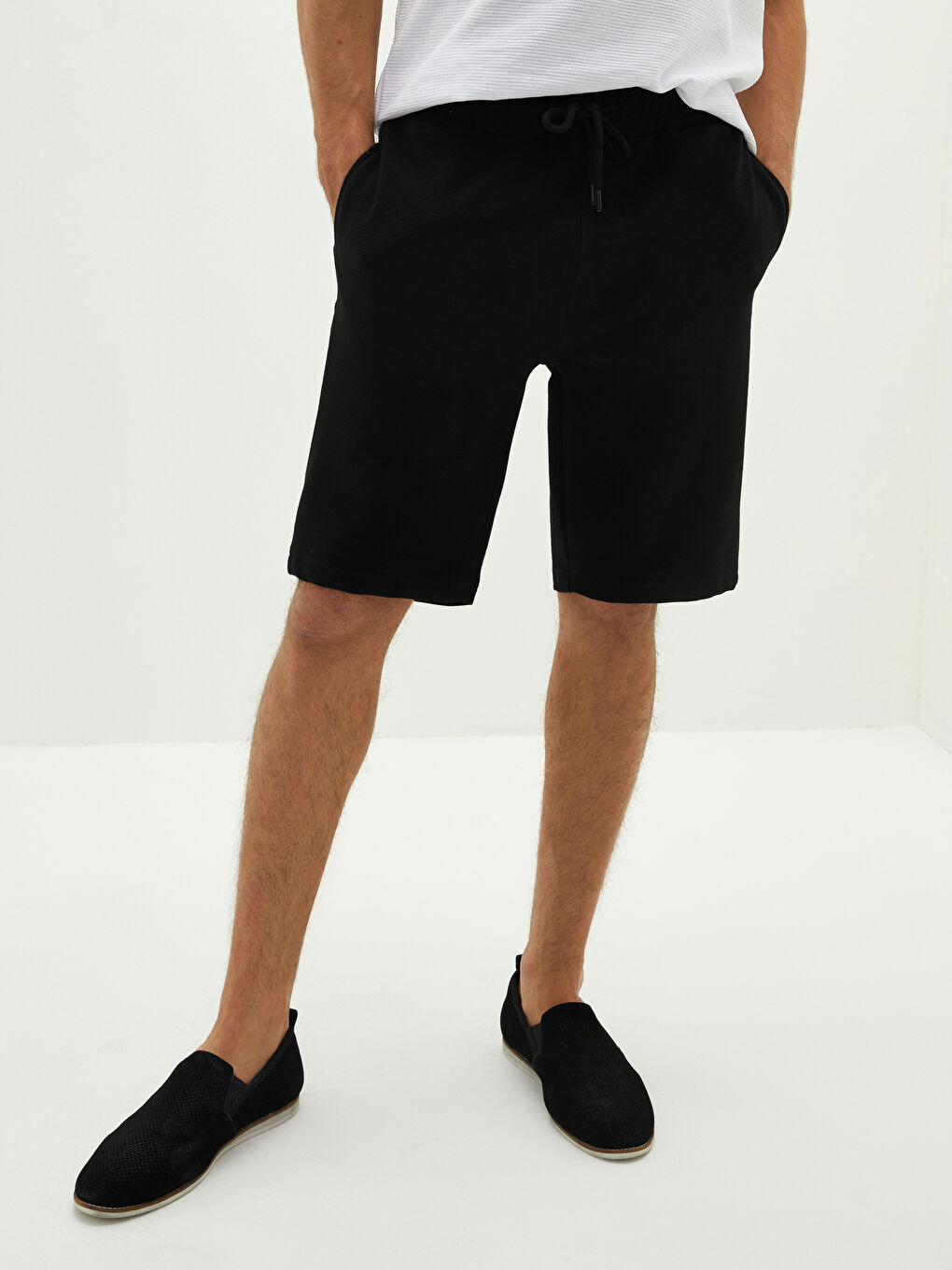 Siyah Standart Kalıp Erkek Roller Şort-3