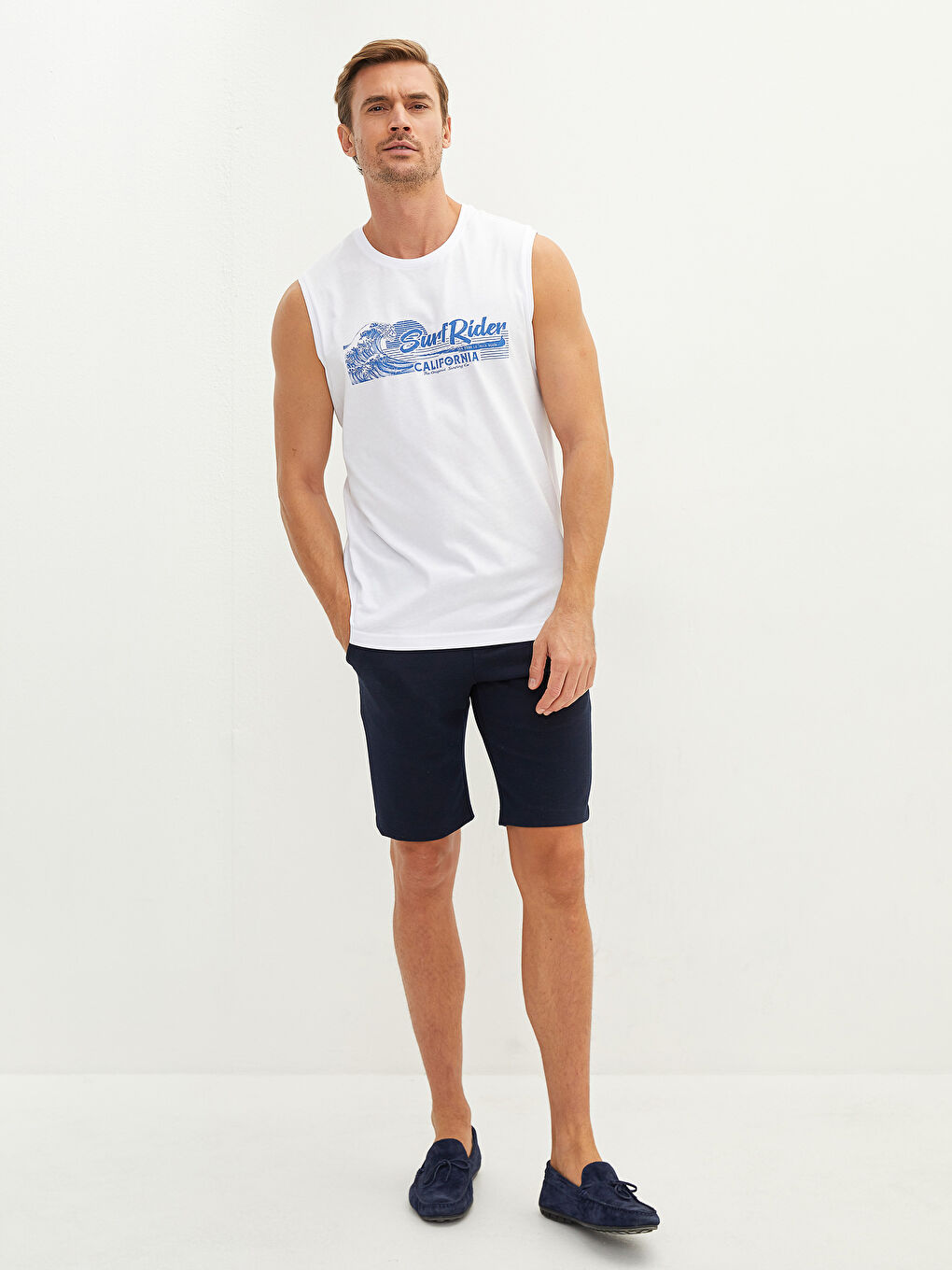 قميص داخلي بدون أكمام مطبوع بكول مدور قطن رجال-3