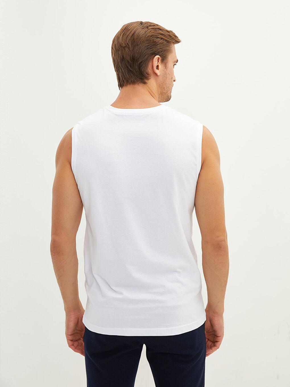 قميص داخلي بدون أكمام مطبوع بكول مدور قطن رجال-4