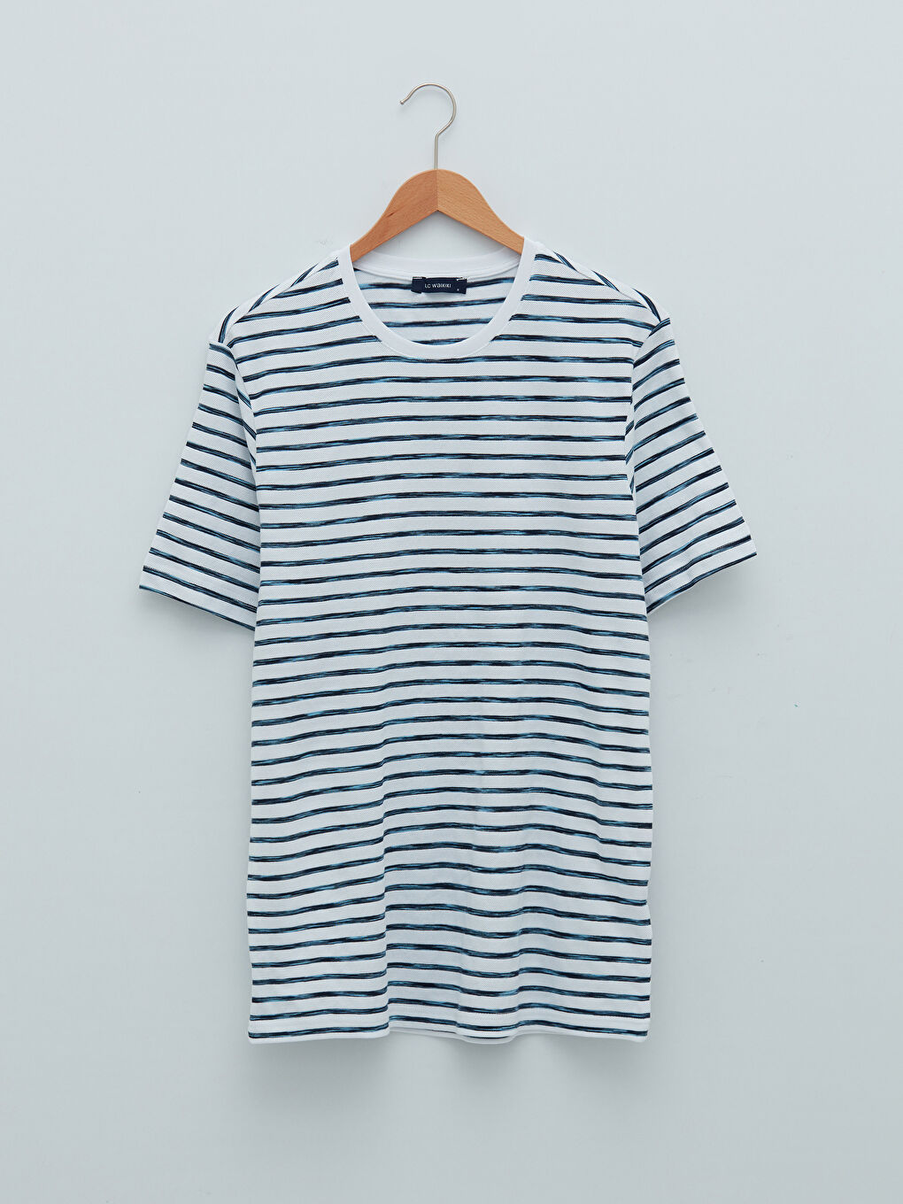 تي شيرت رجالي ياقة دائرية كم قصير مخطط جيرسي-5