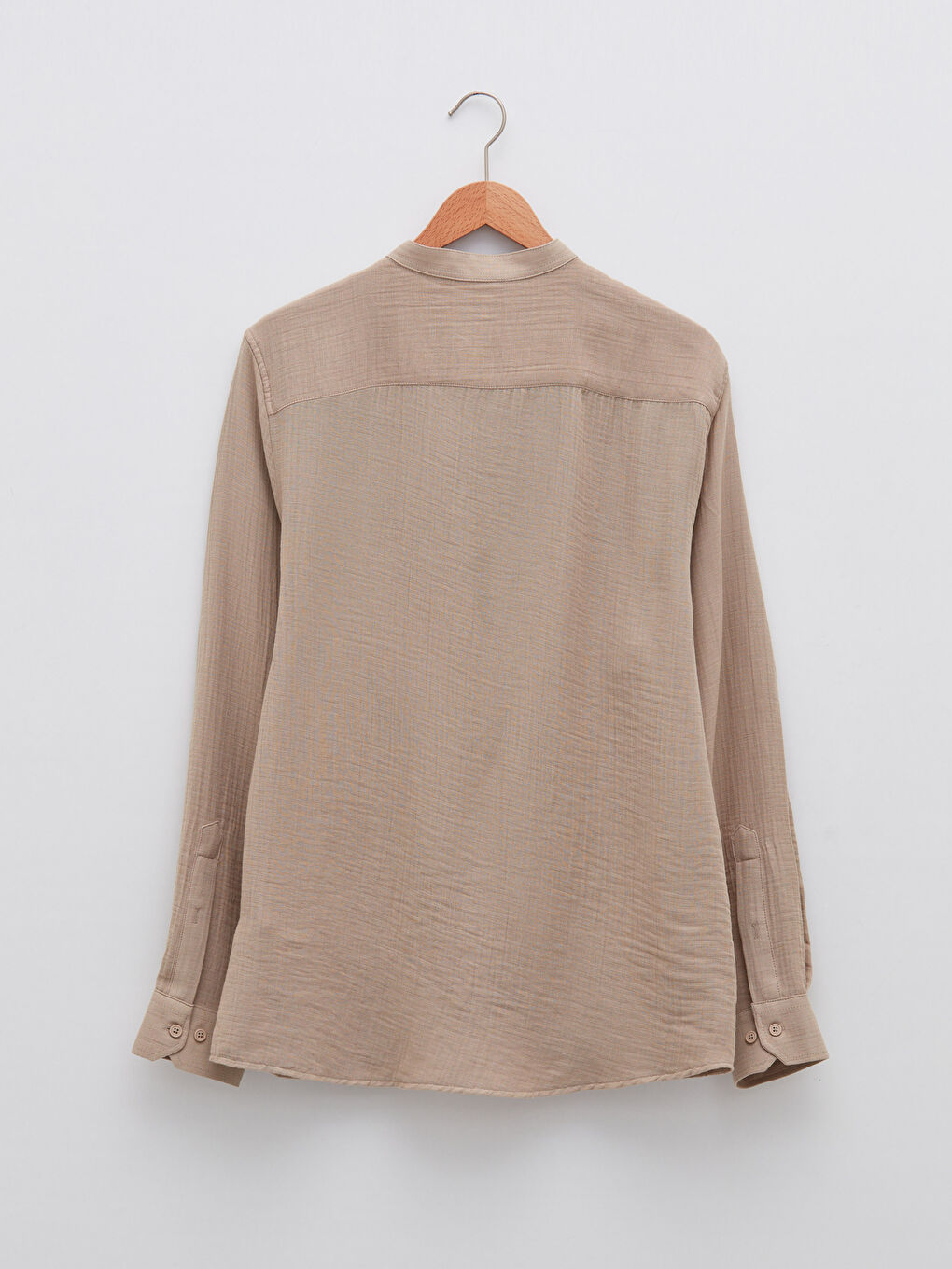 Bej Regular Fit Hakim Yaka Uzun Kollu Erkek Gömlek-6