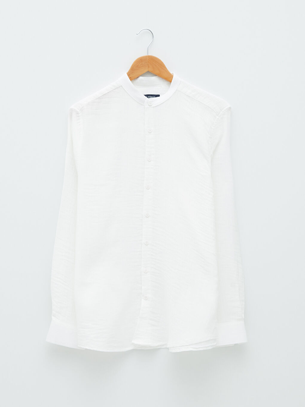 Regular Fit Grandad Collar Long Sleeve Men's Shirt-5