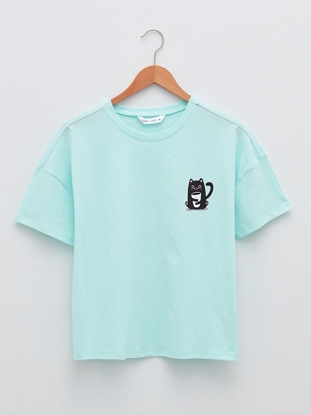 Turkuaz Bisiklet Yaka Baskılı Kısa Kollu Pamuklu Kadın Şortlu Pijama Takımı-6