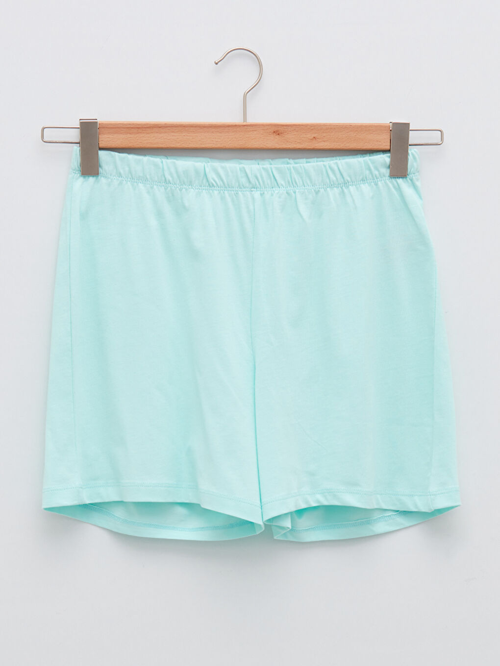 Turkuaz Bisiklet Yaka Baskılı Kısa Kollu Pamuklu Kadın Şortlu Pijama Takımı-7