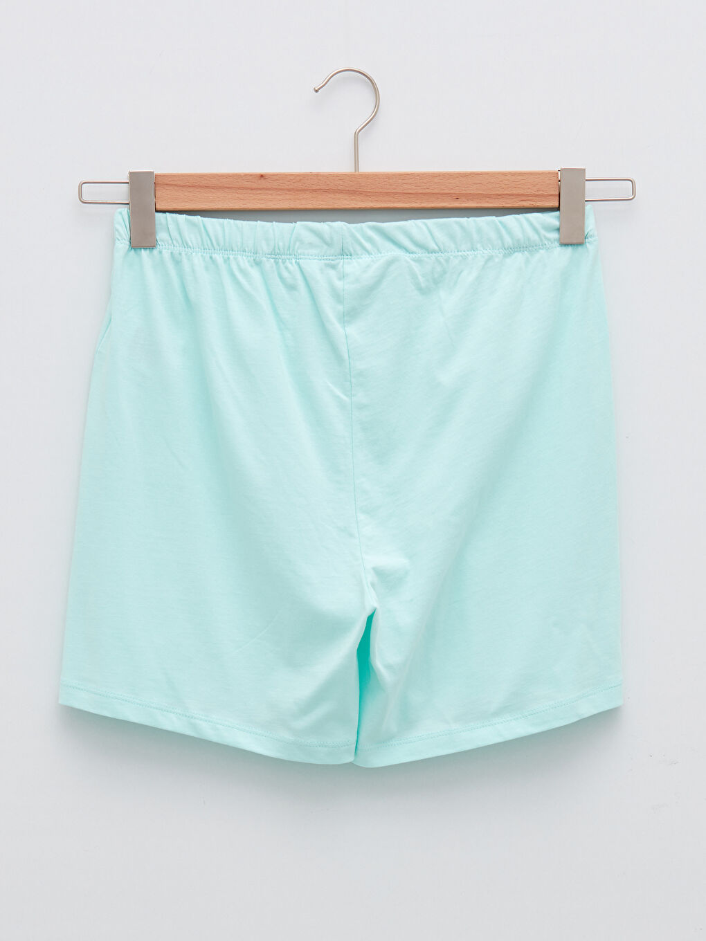 Turkuaz Bisiklet Yaka Baskılı Kısa Kollu Pamuklu Kadın Şortlu Pijama Takımı-9